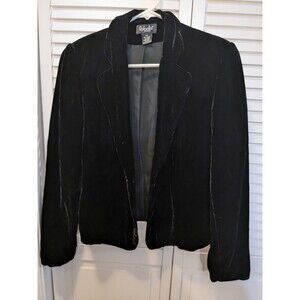 90s Rafaella petites Black Rayon Silk Velvet Jacket P6 Whimseygoth Academia